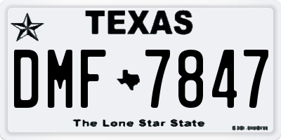 TX license plate DMF7847