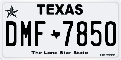 TX license plate DMF7850