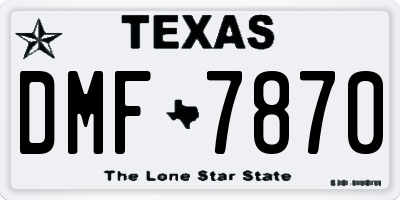 TX license plate DMF7870
