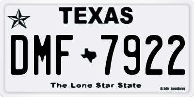 TX license plate DMF7922