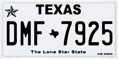 TX license plate DMF7925