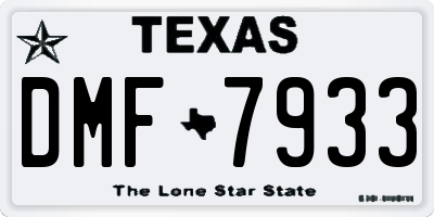 TX license plate DMF7933