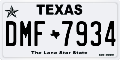 TX license plate DMF7934