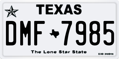 TX license plate DMF7985