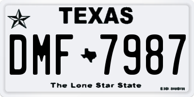 TX license plate DMF7987