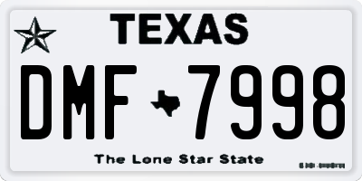 TX license plate DMF7998