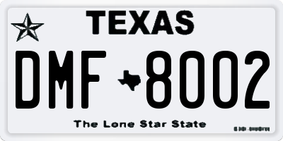 TX license plate DMF8002