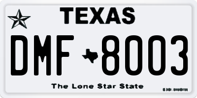TX license plate DMF8003