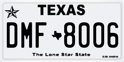 TX license plate DMF8006