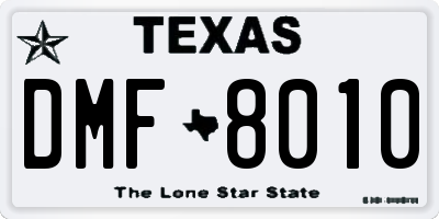 TX license plate DMF8010
