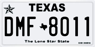 TX license plate DMF8011