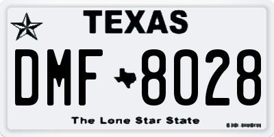 TX license plate DMF8028