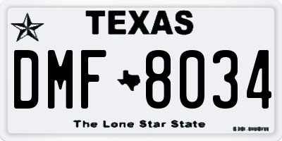 TX license plate DMF8034