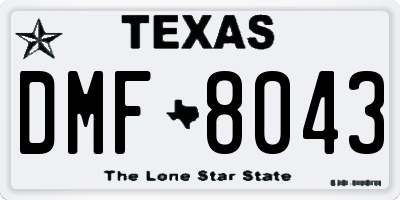 TX license plate DMF8043