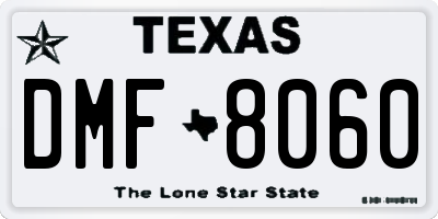TX license plate DMF8060