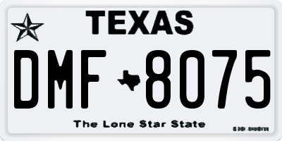 TX license plate DMF8075