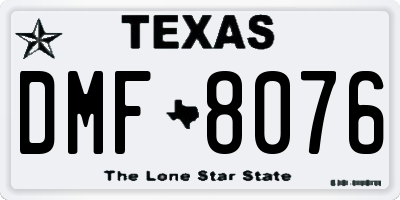 TX license plate DMF8076