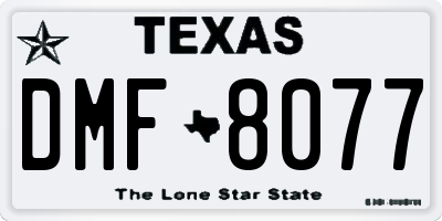 TX license plate DMF8077