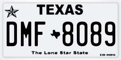 TX license plate DMF8089