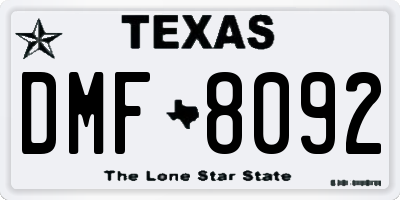 TX license plate DMF8092