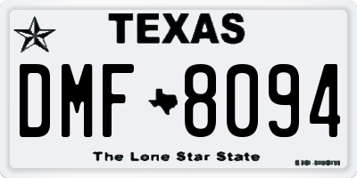TX license plate DMF8094