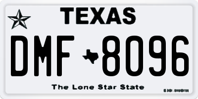 TX license plate DMF8096