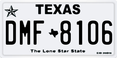TX license plate DMF8106