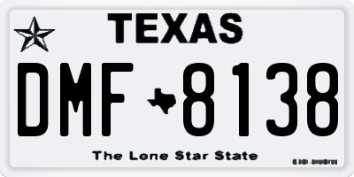 TX license plate DMF8138
