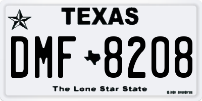 TX license plate DMF8208