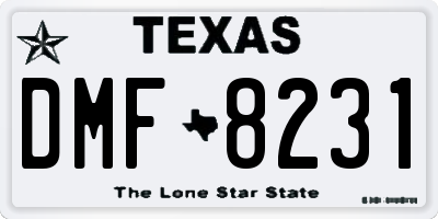 TX license plate DMF8231