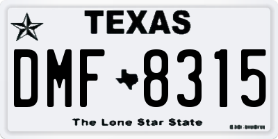 TX license plate DMF8315