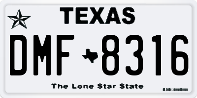 TX license plate DMF8316
