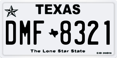 TX license plate DMF8321