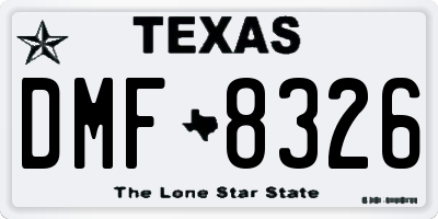 TX license plate DMF8326