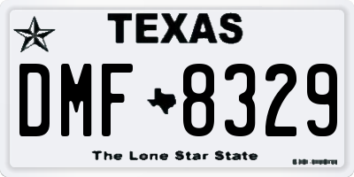 TX license plate DMF8329