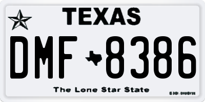 TX license plate DMF8386