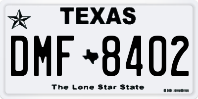 TX license plate DMF8402