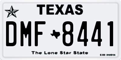 TX license plate DMF8441