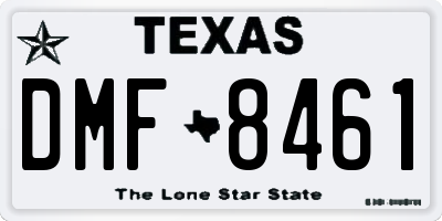 TX license plate DMF8461