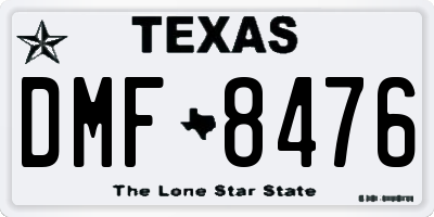 TX license plate DMF8476