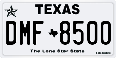 TX license plate DMF8500