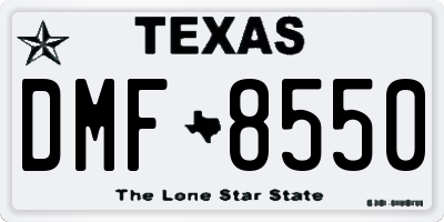 TX license plate DMF8550