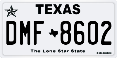 TX license plate DMF8602