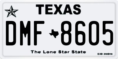 TX license plate DMF8605