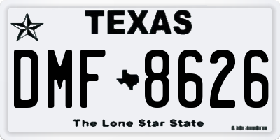 TX license plate DMF8626