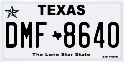 TX license plate DMF8640