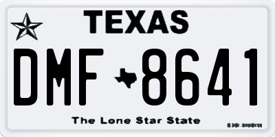 TX license plate DMF8641