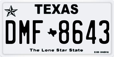 TX license plate DMF8643