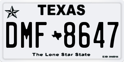 TX license plate DMF8647