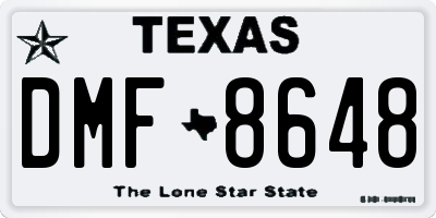 TX license plate DMF8648